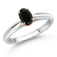thumbnail image 2 of Gem Stone King 10K 2 Tone Gold Black Onyx Ring for Women (0.40 Cttw, Gemstone December Birthstone, Oval 6X4MM, Available in Size 5, 6, 7, 8, 9), 2 of 4