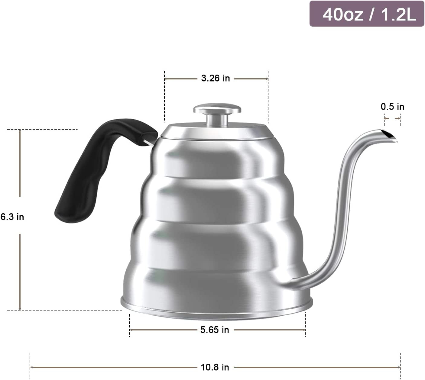Restaurantware Restpresso 20 Ounce Gooseneck Kettle, 1 Dishwashable Pour  Over Kettle - With Thermometer Hole, Non-Stick Coating, Stainless Steel