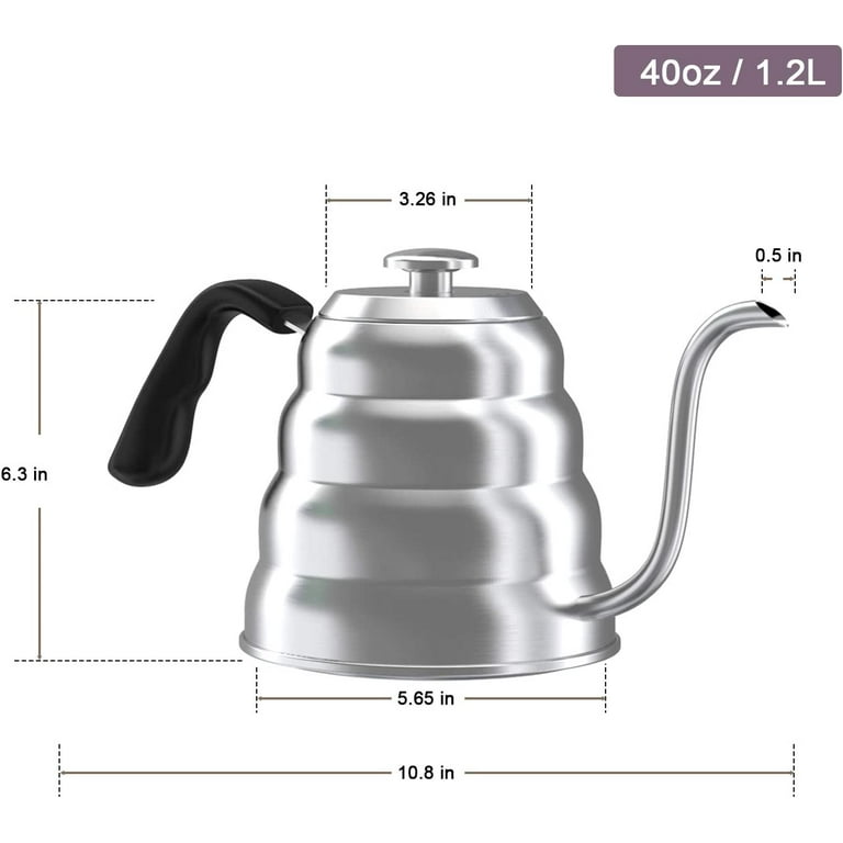 Stainless Steel Gooseneck Tea Pot w/Vented Hinged Lid, 32 Fluid Ounces (4-5 Cups) by Pride of India