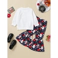 thumbnail image 2 of Seyurigaoka Toddler Baby Girls Autumn Outfit Sets Long Sleeve O Neck Pullover + Santa Claus/Cartoon Print Flared Pants for 6M-4Y Infant Kids, 2 of 7