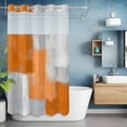thumbnail image 2 of No Hook Cloth Fabric Shower Curtain with Snap in Liner, Orange Abstract Waterproof Shower Curtains Set with See Through Top Window, Grey Geometric Oil Painting Vintage Gradient Bath Curtains 36"x78", 2 of 9