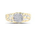 thumbnail image 2 of Yellow-tone Sterling Silver Mens Round Diamond Cluster Ring 1/20 Cttw, 2 of 4
