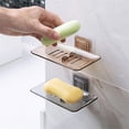 thumbnail image 2 of Bandeja escurridora de jabonera transparente de PP, soporte para jabonera con ventosa montado en la pared para ducha de baño, paquete de 2, 2 of 5