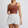 thumbnail image 2 of Arlun Yoga Gym Sweatsuits Women 2 Piece Outfits Fast Dry Vest Style Sleeveless Crop Tops and Pleated Tennis Skirts with Pockets Breathable Solid Color Fitness Sports Sets Brown XXL, 2 of 5