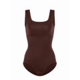 thumbnail image 3 of Tank Top Bodysuit for Women Tummy Control Slim Fit Sleeveless Body Suit Round Neck Coffee Color S, 3 of 5