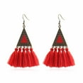 thumbnail image 1 of Maoww 2 Pieces Women Eardrop Tassel Triangular Decorative Fringed Ear Drop Piercing Earring Holiday Jewelry Decoration Red, 1 of 7