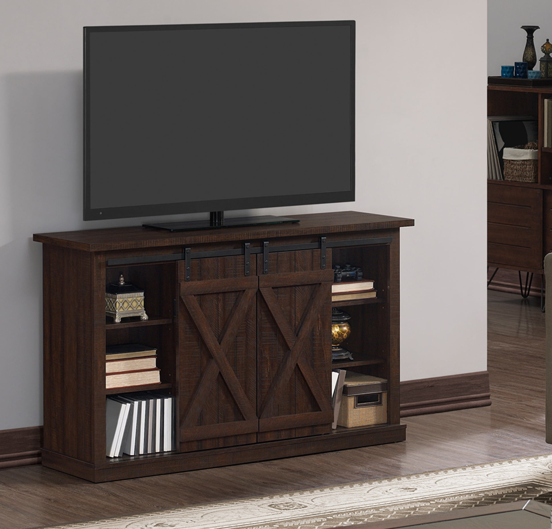 Twin Star Home Terryville Barn Door TV Stand for TVs up to 60", Espresso
