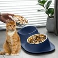 thumbnail image 4 of kkbbma under $5 Elevated Cat Food Bowls, 15掳 Tilted Removable Stainless Steel Double Bowls, Non-Spill Raised Edge, Food and Water Bowls for Cat and Puppy, 4 of 6