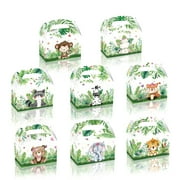 24 Pack Party Favor Boxes, Safari Two Wild One Gift Treat Bags, Jungle Animal Zoo Pals Gable Boxes for Kids Birthday Decorations Supplies Favors,Dessert Candy Goodies Bulk Box