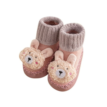 

EHQJNJ Baby Shoes Girl Autumn and Winter Boys and Girls Children Socks Shoes Non Indoor Floor Baby Sports Shoes Warm and Comfortable Plush Animal Shape Flower Girl Shoes for Wedding Pearls