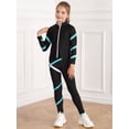thumbnail image 3 of Alvivi Kids Girls Figure Ice Skatinhg Costume 2 Pieces Gym Workout Tracksuit Sweatshirt and Leggings Blue Green 6, 3 of 7