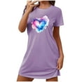 thumbnail image 2 of Taylonsss Clearance Women's Oversized Short Nightgown Fashion Chest Print Short Sleeve Nightdress, 2 of 7