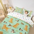 thumbnail image 3 of Homewish Funny Golden Retriever Duvet Cover Queen,Mallard Duck Queen Bedding,Green Yellow,Polkadot Reversible,3 Pieces,1 Duvet Cover and 2 Pillowcases, 3 of 6