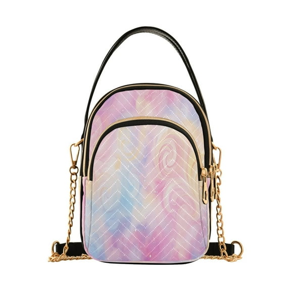 ALAZA Chain Crossbody Bags for Women Colorful Rainbow Tie-dye Shoulder Handbag Phone Purse