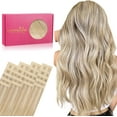 thumbnail image 1 of GFDYREE Extensions de Cheveux à Ruban WENNALIFE pour Femmes, 20 Pcs 50g 20 Pouces Blond Sale Méchant Décolorant Ruban Blond à Ruban dans les Extensions de Cheveux Cheveux Humains Rallonge Cheveux Humain Lisse Invisible Ha, 1 of 5