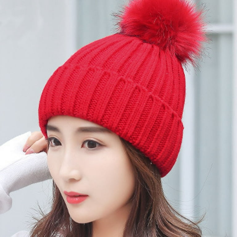 HSMQHJWE Ice Fishing Hats For Menbig Hats Men Cap Women Women Cable Knitted  Warm Hat Winter Soft Hats Thick Lined Hats Custom Trapper Hat 