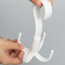 PBPBOX 3Pcs Rotating Hanger Hook with 4 Hooks White for Closet Organization