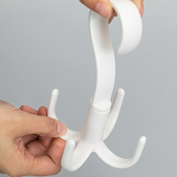 WHAMVOX  3 Pcs Multipurpose Closet Hangers Multi-purpose Plastic Utility Hook Hooks Swivel White
