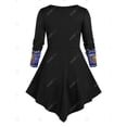thumbnail image 2 of Tallas grandes Sol y luna Imprimir camiseta irregular Rosegal Mangas largas de talla grande, 2 of 5