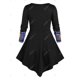 thumbnail image 2 of Tallas grandes Sol y luna Imprimir camiseta irregular Rosegal Mangas largas de talla grande, 2 of 5