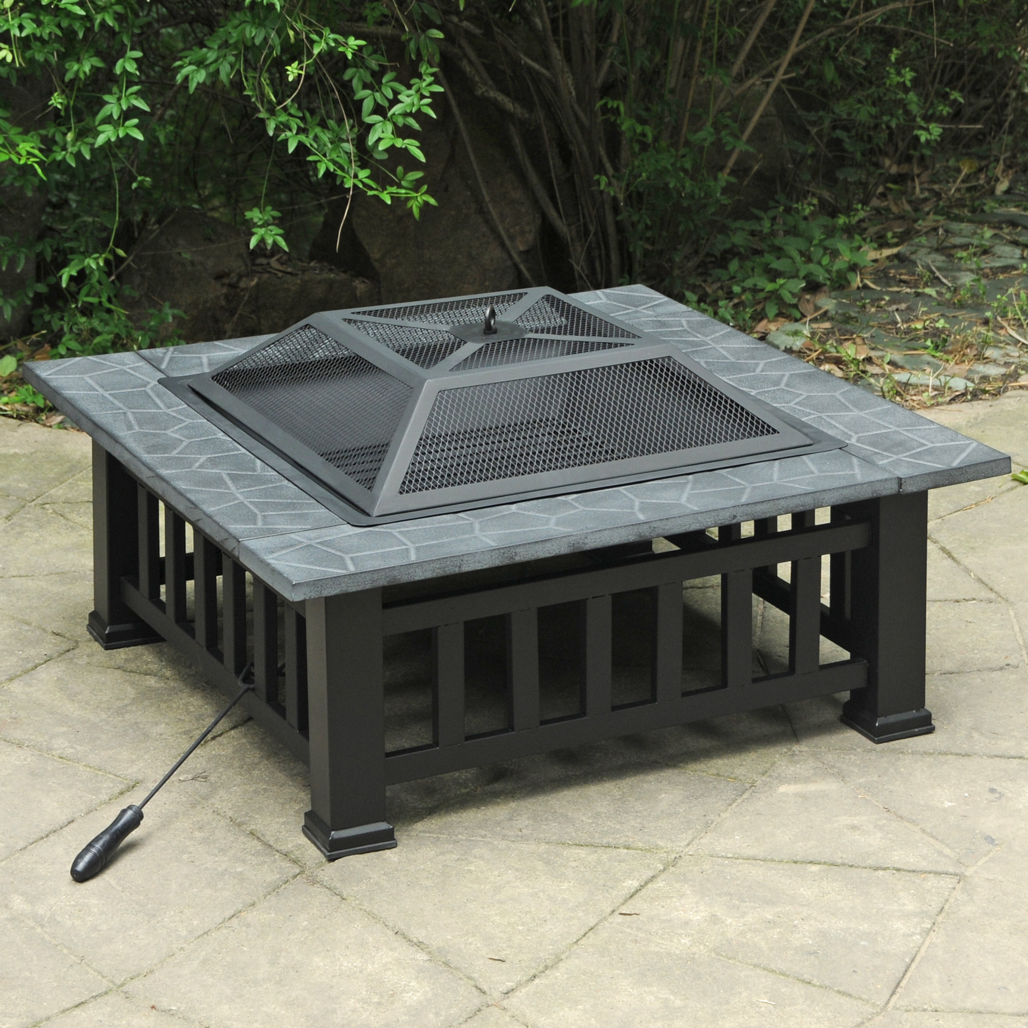 Axxonn 32" Alhambra Fire Pit with Safety Screen and Weatherproof Cover wood burning Fire Bowl - image 2 of 5