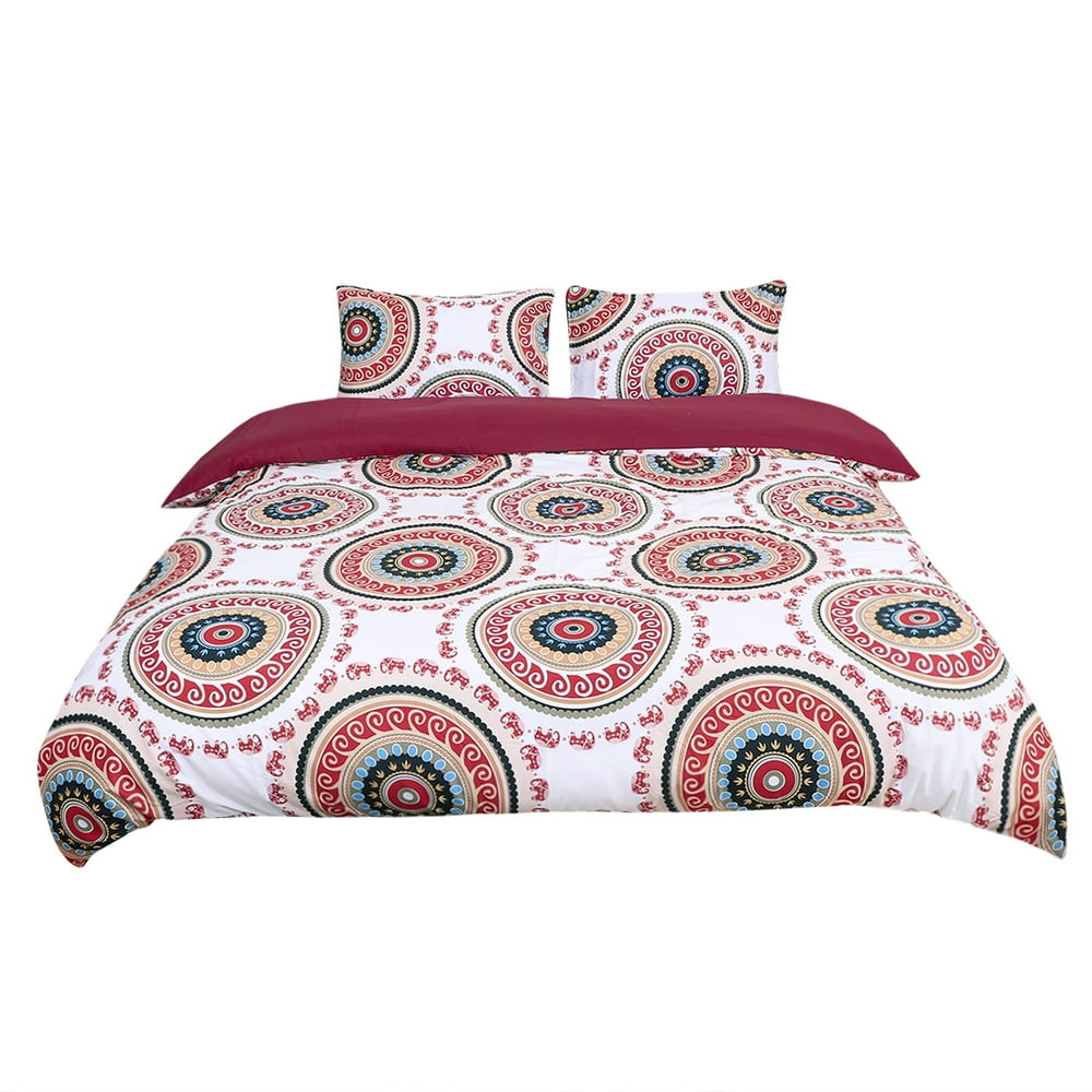 Unique Bargains Bohemian Polyester Duvet Cover Bedding Set Red Queen