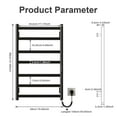 thumbnail image 3 of SIOYIE Towel Warmer Bathroom Wall Mounted 6 Bars Electric Towel Drying, 150 W 500 × 800 MM Heated Towel Rack with Intelligent Touch Screen Timer And Temperature Control Black Right, 3 of 6