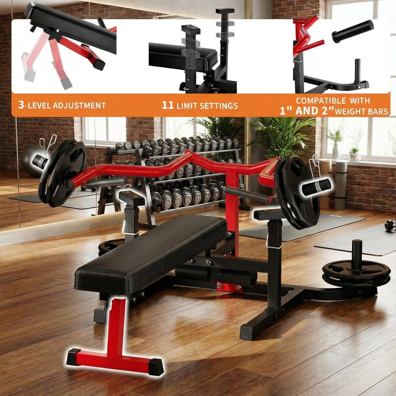Chest Press Machine, 1050LBS Capacity Chest Fly Machine with Independent Converging Arms, Strength Training Adjustable Flat Incline Bench, AB Workout for Home Gym Equipment