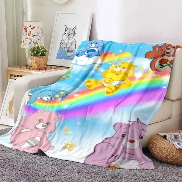 cartoon C-care bear Throw Blanket Soft Flannel Thin for Bed Sofa