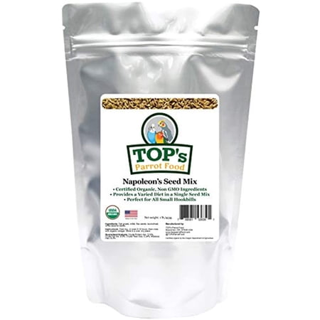 TOP's Napoleon's Seed Mix for All Small Hookbills, Non-GMO, Soy Free, Corn Free, USDA Organic Certified, 1 lb