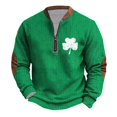 thumbnail image 1 of Penkiiy Haut Imprimé pour Hommes de la Saint-Patrick Demi-Zip Manches Longues Col Rond 4TG Multicolore, 1 of 5