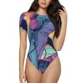 thumbnail image 1 of Fotbe Hip-Hop DJ Motif Dauphin Justaucorps à Col Rond Manches Courtes pour Femmes Sans Manches Doux Confortable Basique-Grand, 1 of 7