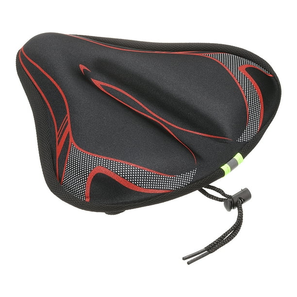 Funda de asiento de bicicleta, cojín de sillín con gran almohadilla de gel cómoda y sobredimensionada para hombres y mujeres, bicicletas estáticas, roja
