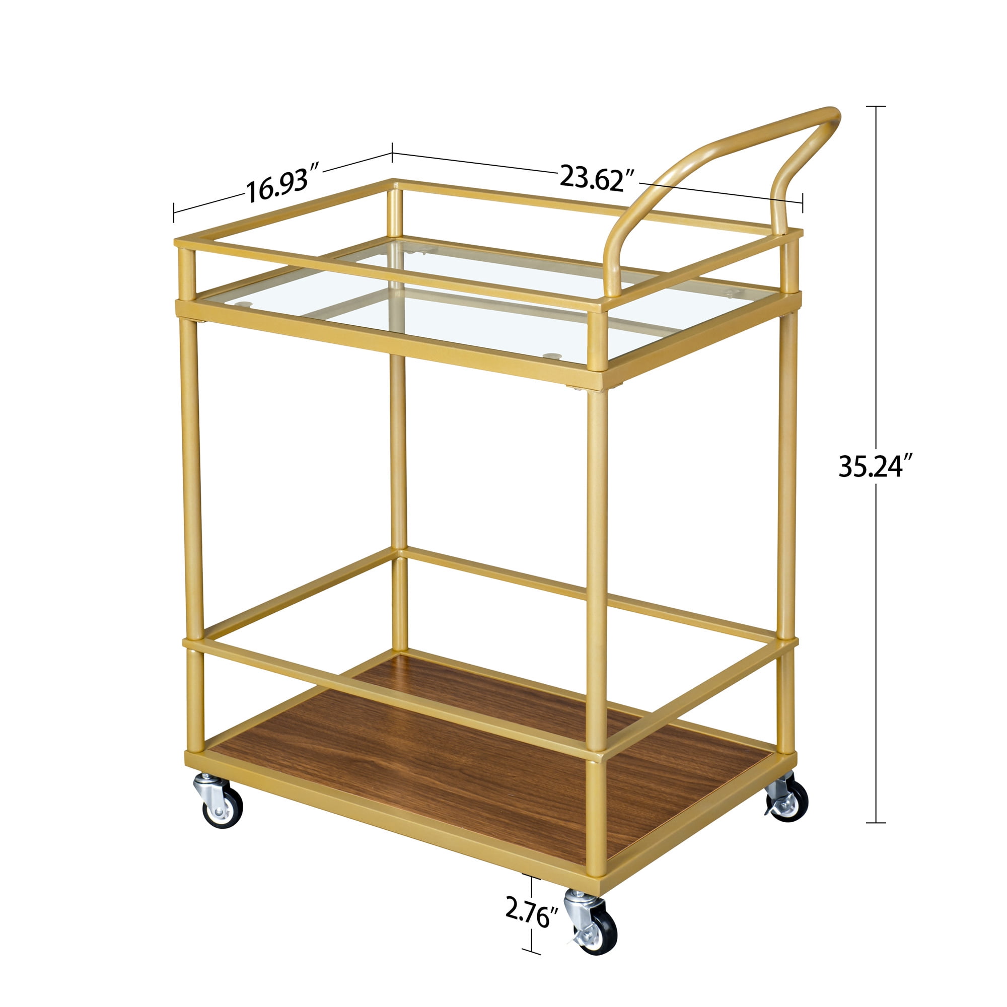 Private Jungle 2-Tier Mobile Metal Bar Serving Cart, Modern Kitchen Island Cart on Wheels, Gold Private Jungle 2-Tier Mobile Metal Bar Serving Cart, Modern Kitchen Island Cart on Wheels, Gold