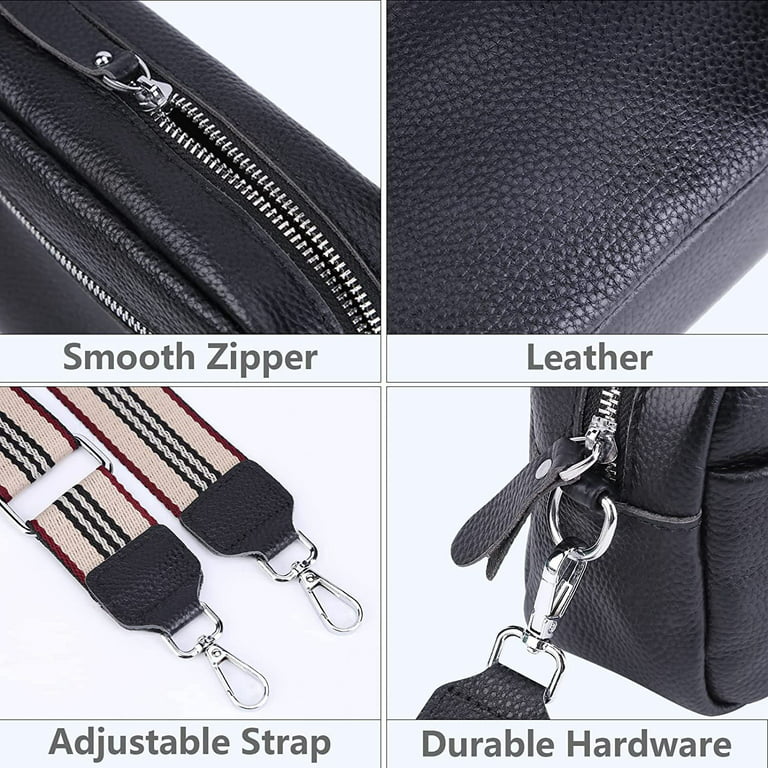 Khaki Leather Zip Wide Strap Crossbody Bag Work Purses for Women