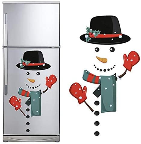 WWmily 1 Set Snowman Refrigerator Magnets Funny Fridge Magnet Refrigerator Stickers Christmas Decorations for Cabinets Fridge Door,Black Hat 