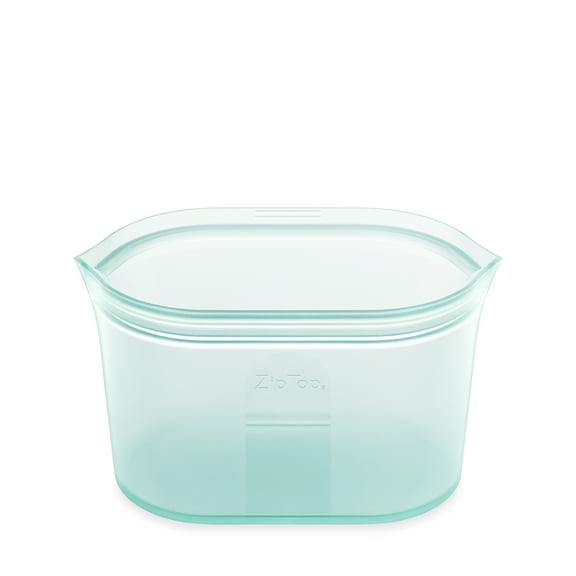 Zip Top Reusable 100% Platinum Silicone Container, Large Dish - Teal