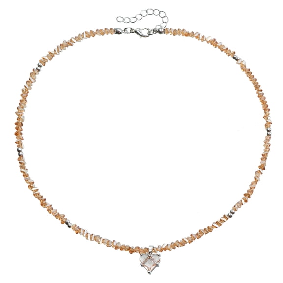 XmhyTop-A Trendy Chokers Necklace, Handmade Necklace with Glass Bead Heart Pendant Necklace, Trendy Boho Beaded Necklace, Brown