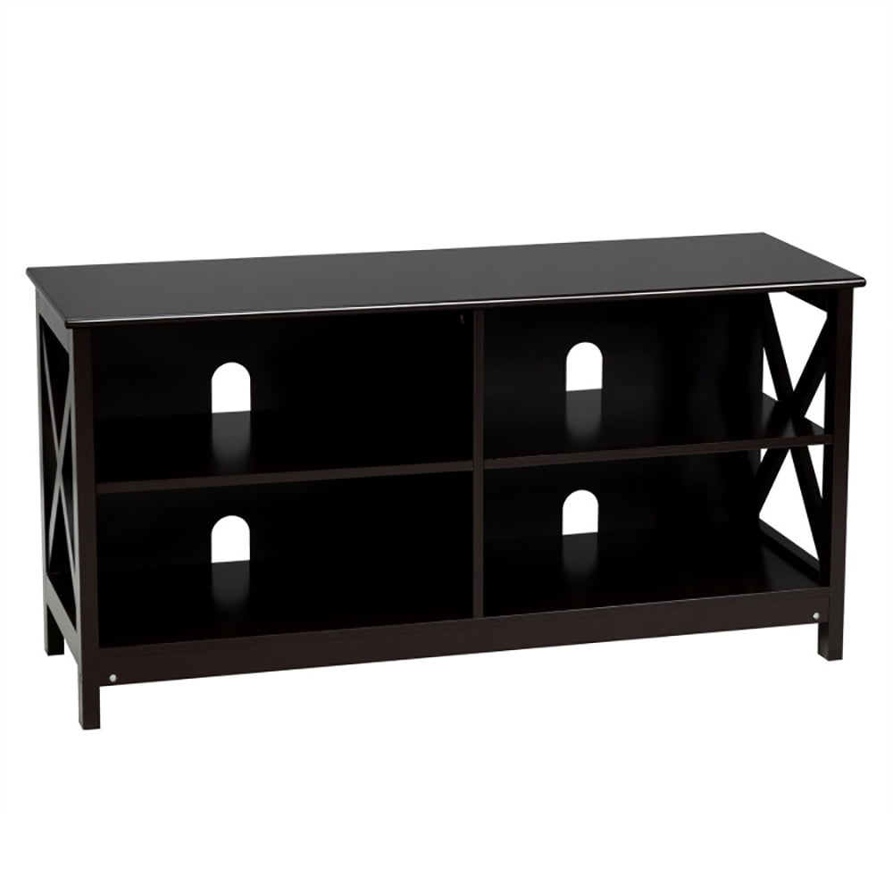 Finihen TV Stand, TV Cabinet, Wooden TV Stand Entertainment for TVs up to 55 Inch with X-Shaped Frame, Media Entertainment Center with Storage, for Living Room, Bedroom, Brown