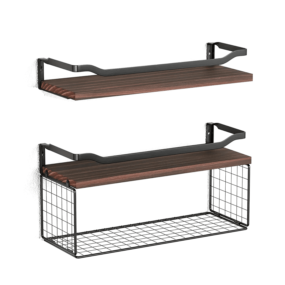 Floating Shelves with Wire Storage Basket, Bathroom Shelves Over Toilet