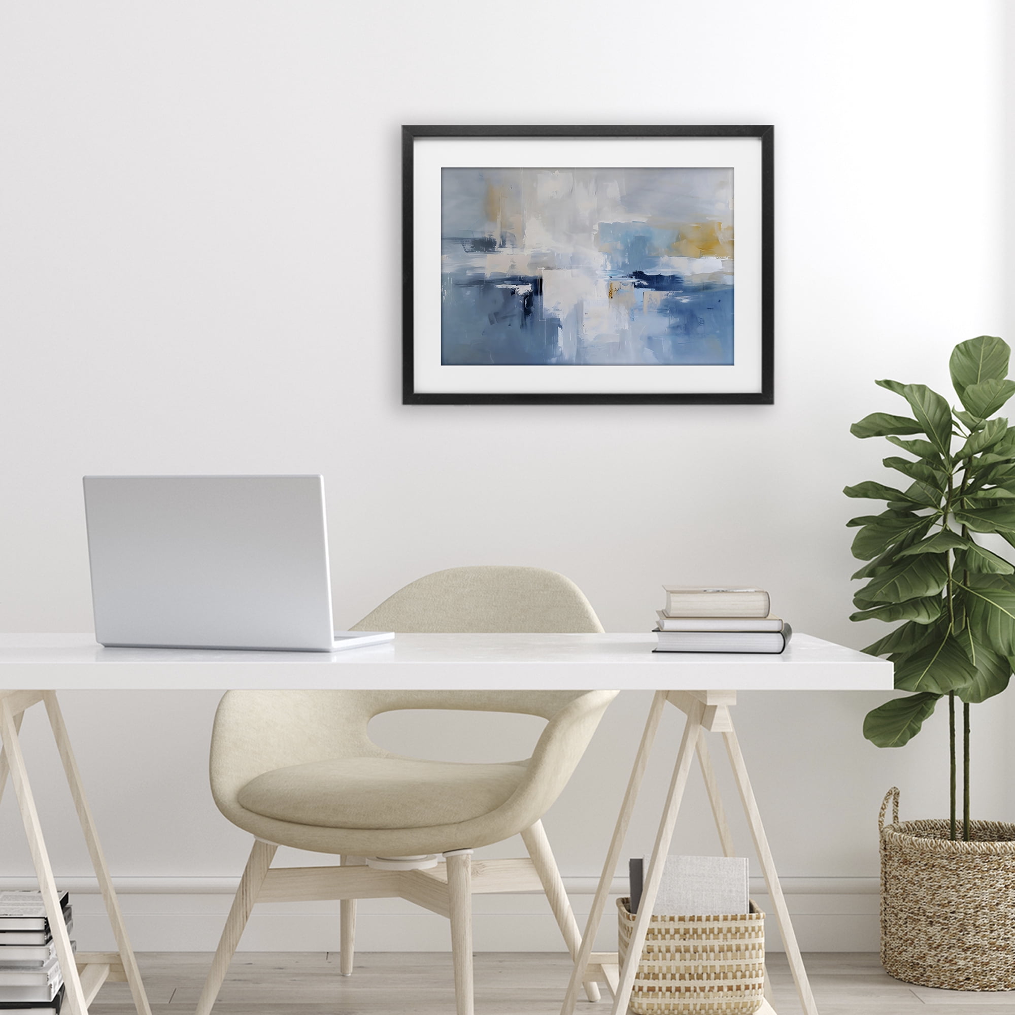 Stupell Industries Blue Sea Mist Horizon Black Framed Print Under Glass, design by Creative Studio