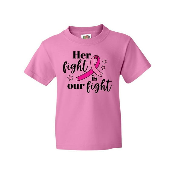 Inktastic Breast Cancer Awareness Her Fight is Our Fight Youth T-Shirt