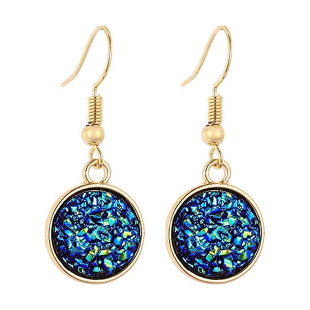 Sonducket 1 par de pendientes colgantes chapados en Drusy, colgantes redondos, accesorios de joyería multicolor, regalos femeninos, decoraciones para Ropa, zapatos y accesorios Miscelánea Azul claro Sonducket AP009627-04B