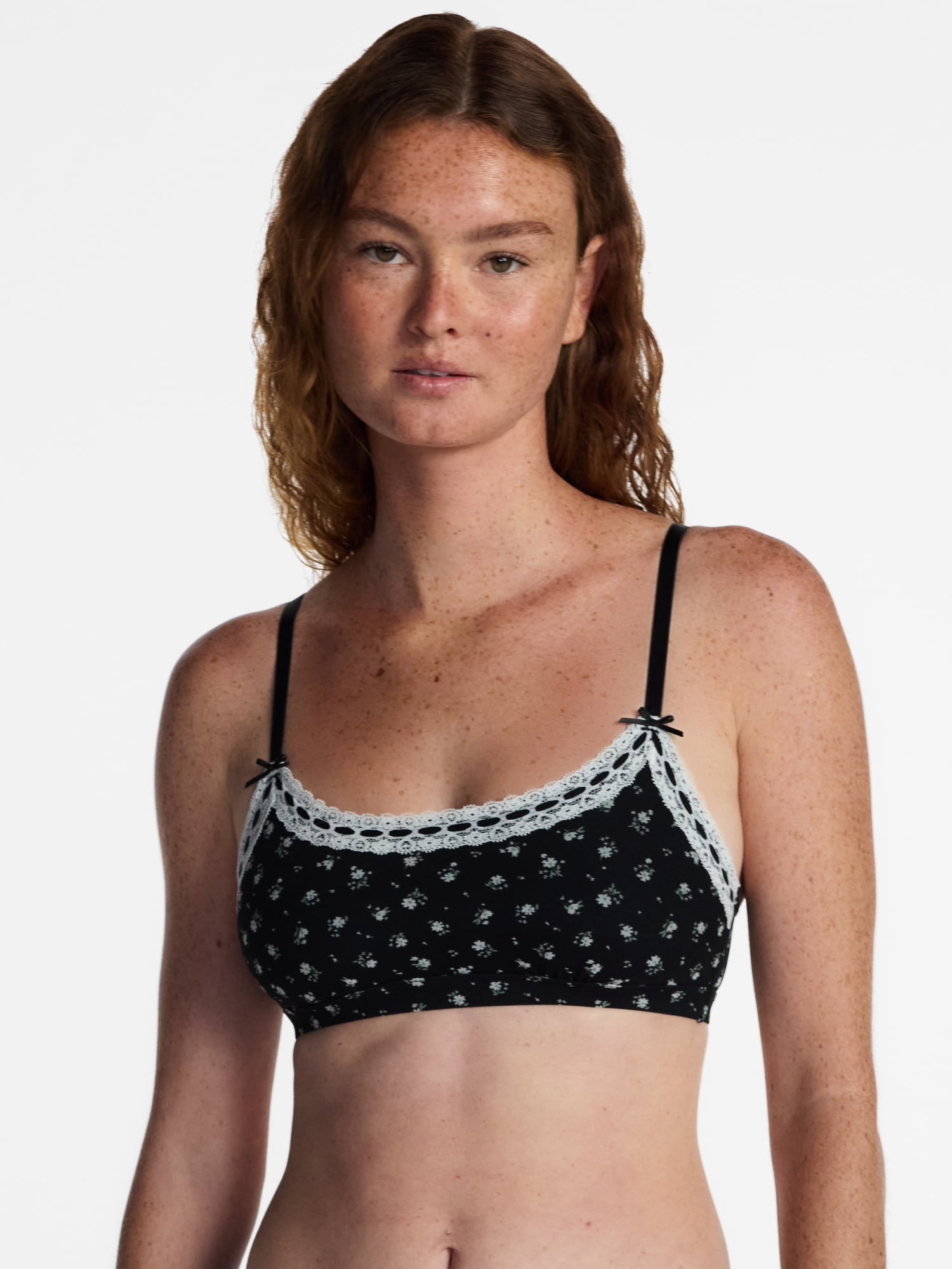 No Boundaries Beaded Lace Scoop Bralette, Women's XS-3XL
