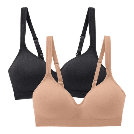 Carole Hochman Seamless 2-Pack Comfort Bra, Black/Taupe, Small