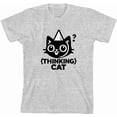 thumbnail image 3 of Thinking Cat Youth Heather Gray Crew Neck Short Sleeve Tee-XS, 3 of 4