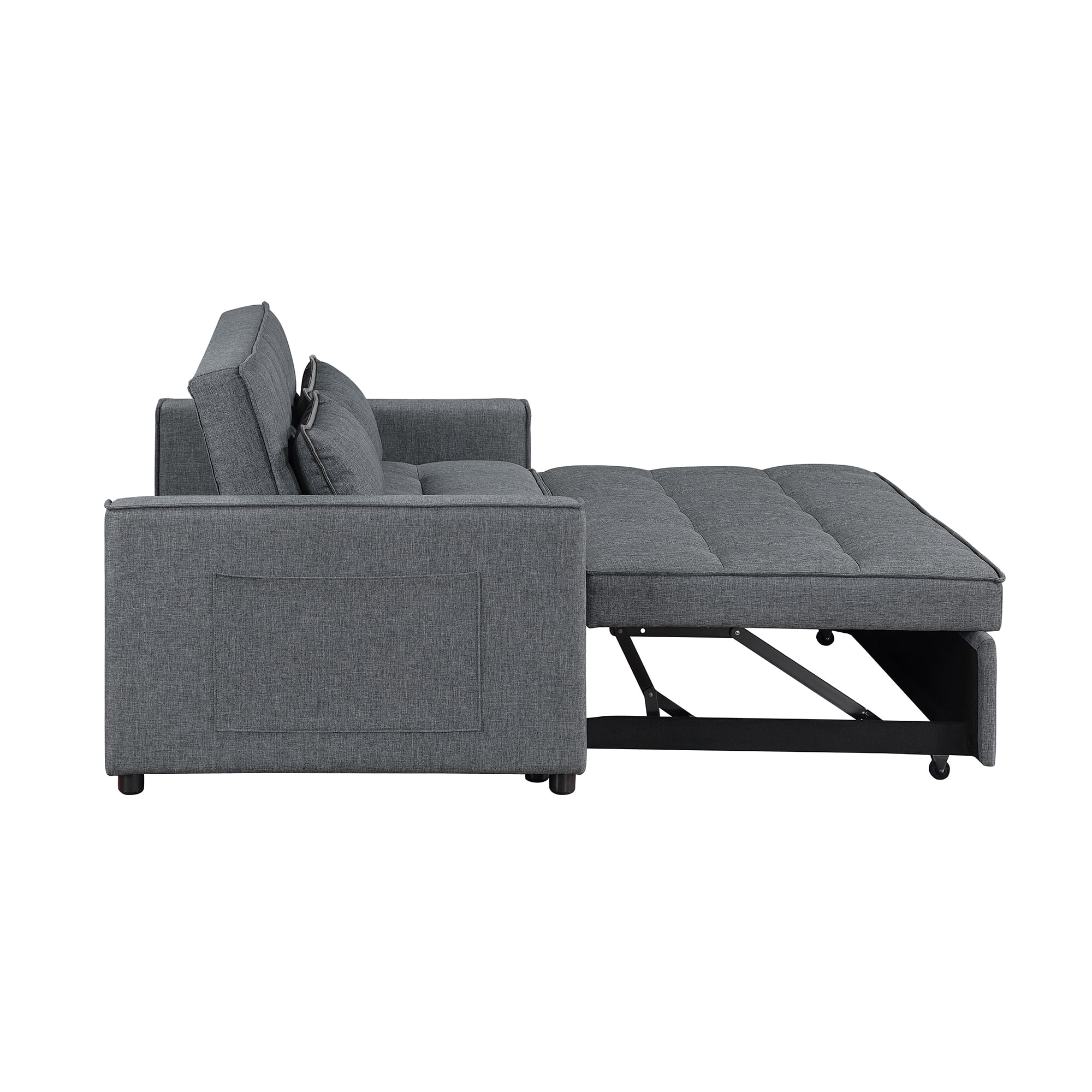 53'' Upholstered Convertible Loveseat Sleeper Sofa Bed for Apartment, Living Room, Office, Dark Gray