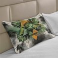 thumbnail image 2 of Ambesonne Monstera Knitted Quilt Pillowcover, Leaves Triangles Mystery, 36"x20", Camel Grey and Fern Green, 2 of 2