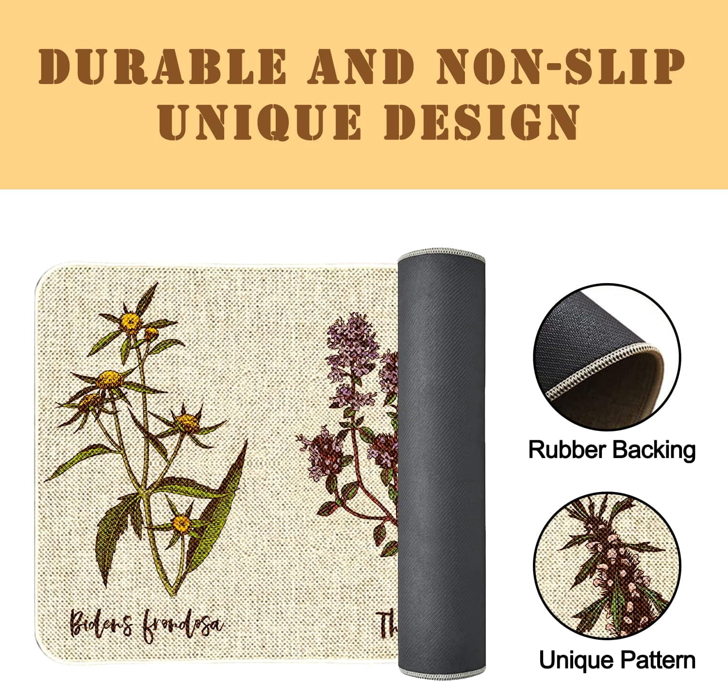 Hero image 0 of Flower Decorative Door Mat,Farmhouse Kitchen Mats Burlap Welcome Floor Slippioneer Woman Kitchen Accessories Switch Mat for Outdoor 17 x 30 in, 0 of 6     UCUVADXZ Flower Decorative D