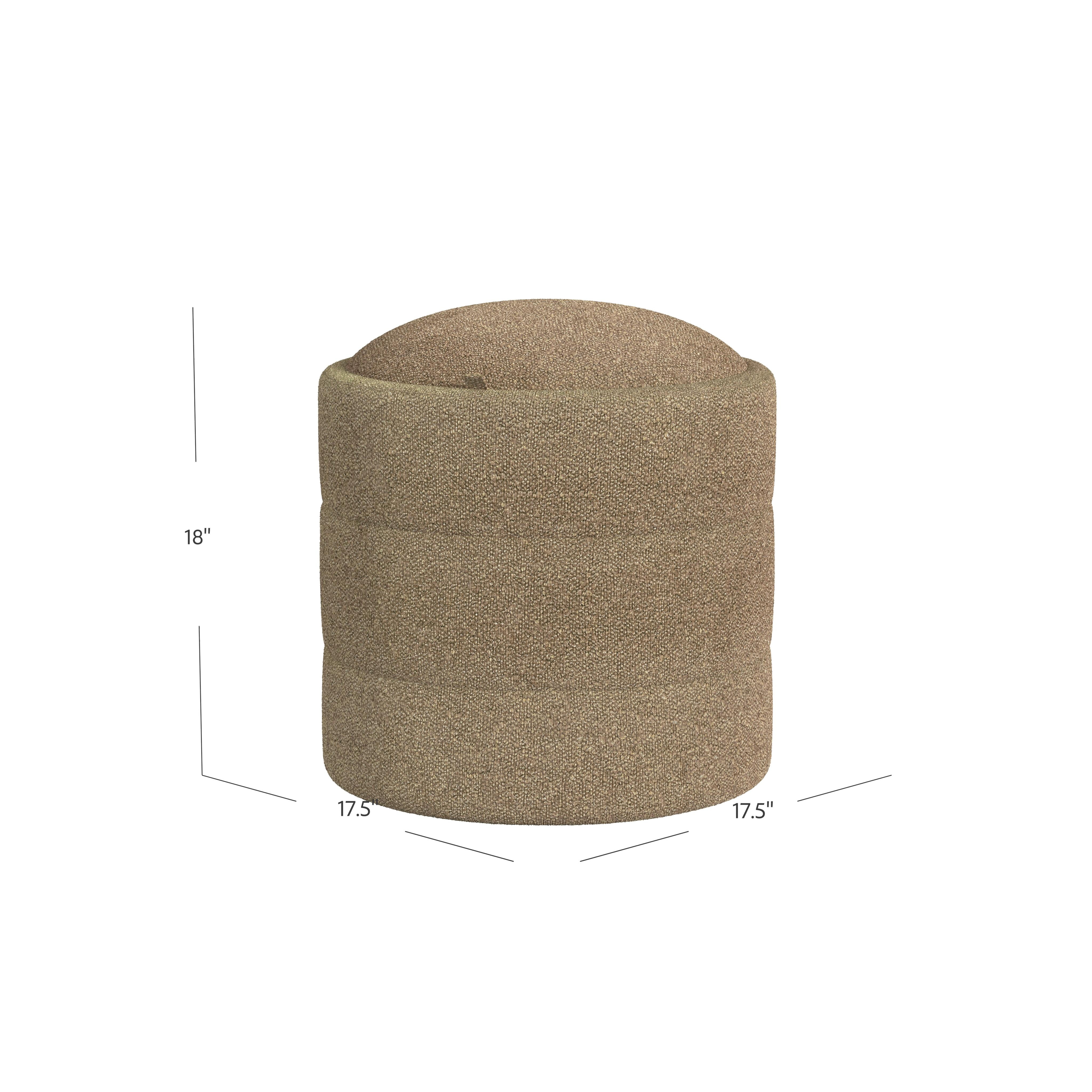 HomePop Round Storage Ottoman, Brown Boucle